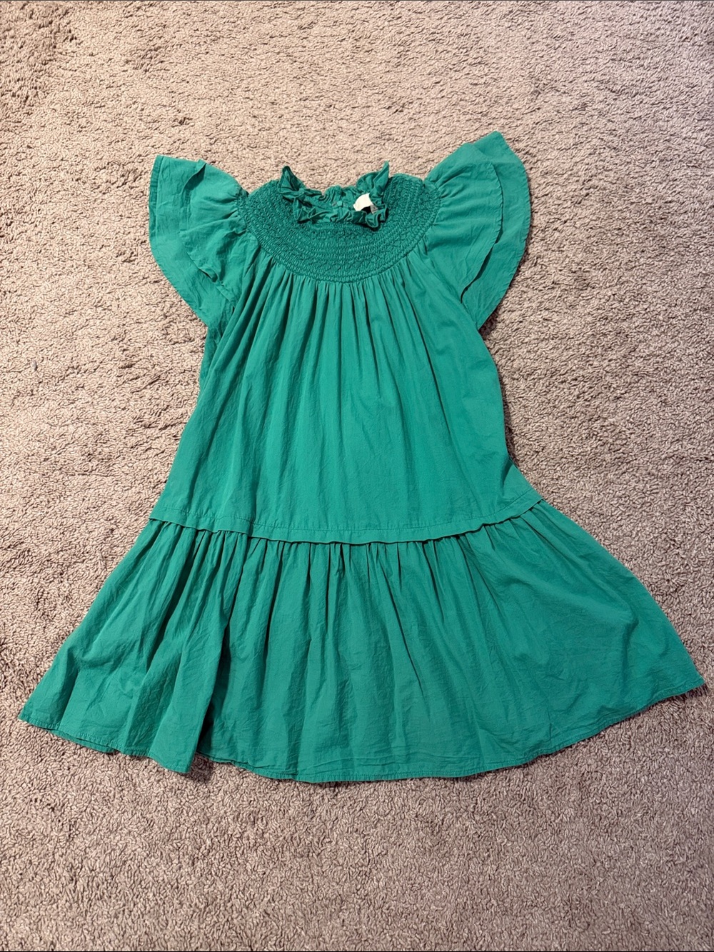 Pinch Emerald Green Ruffle Sleeve Tiered Mini Dress
